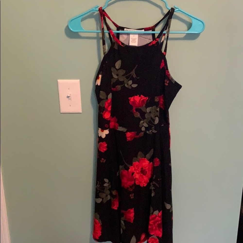 Black with rose pattern dress